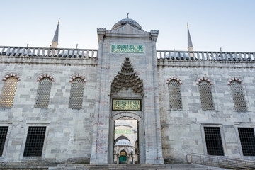 Wall Mural - West entrance of Blue mosque, also called Sultan Ahmed Mosque or Sultan Ahmet Mosque, in Istanbul, Turkey