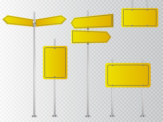 Poster - Set of blank vector road signs isolated on transparent background.