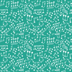 Wall Mural - Seamless musical notes pattern.  Seamless doodle composition pattern. Seamfree vector musical notes background. 