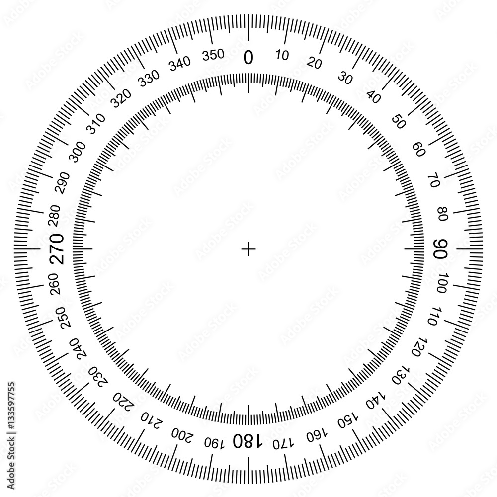 blank protractor - Actual Size Graduation isolated on background vector
 - obrazy, fototapety, plakaty 