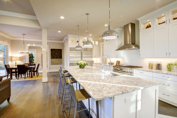 White kitchen design in new luxurious home