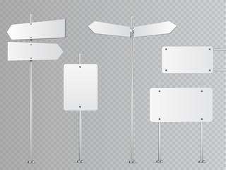 Poster - Set of blank vector road signs isolated on transparent background.