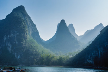 Karst mountains and Lijiang River scenery 