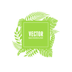 Poster - Vector frame with tropical green leaves