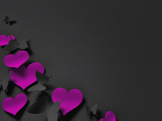Wall Mural - paper butterflies and hearts , happy valentine's day - 3d romantic card / background ( love , butter