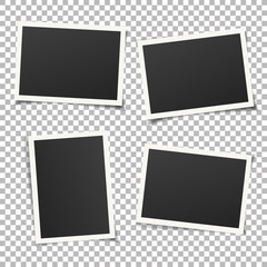Poster - Collection of vintage photo frames. Old photo frame with transparent shadow on background. Vector illustration for your photos. Decorative vector template can be use for pictures or memories. 