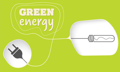 Poster - Vector bulb and the words green energy