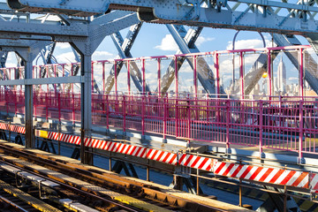 Wall Mural - Williamsburg Bridge subway tracks and walkway between Brooklyn and Manhattan in New York City