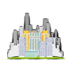 Sticker - cityscape buildings skyline icon vector illustration design