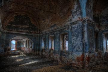 Interior of abandoned orthodox Elias church in Big Martin, Voronezh Region