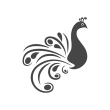 Stylized Silhouette Of A Peacock - Vector Icon