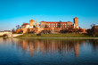 Famous landmark Wawel castle seen from Vistula, Krakow, Poland.