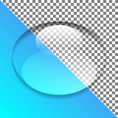 Oval drop of water on transparent background. Vector illustration.