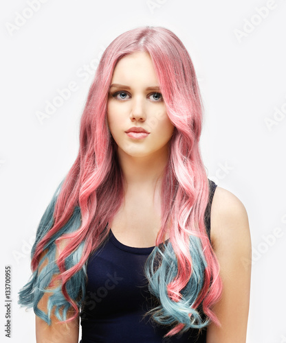 Girl With Dyed Hair Coloring Colouring Hair Rainbow Hair Buy