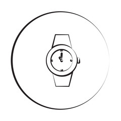 Wall Mural - Black ink style Wrist Watch icon with circle