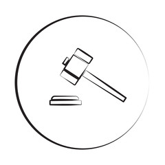 Wall Mural - Black ink style Law Gavel icon with circle