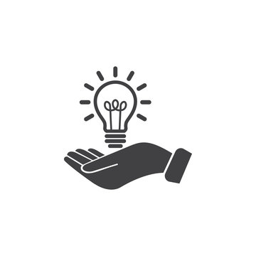 Light bulb in hand icon