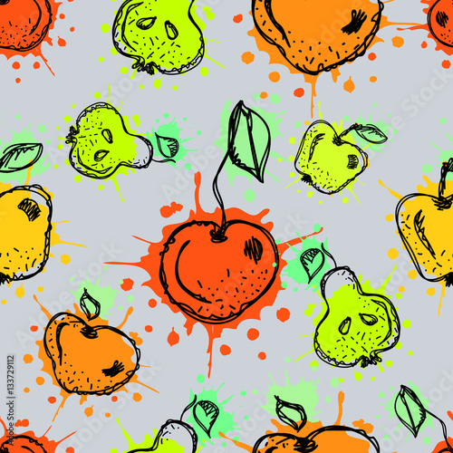 bezszwowe-wektor-wzor-recznie-rysowane-owoce-ilustracja-kolorowy-wisnia-jablko-gruszka-jagody-truskawki-z-splash