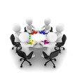 © 3D Sparrow - Business people with colored 3d puzzle, teamwork concept.
