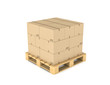 Rendering of several carton boxes stacked evenly on a double-decked pallet