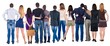 © ghoststone - Back view group of people who are looking into the distance. Rear view. Isolated over white background.