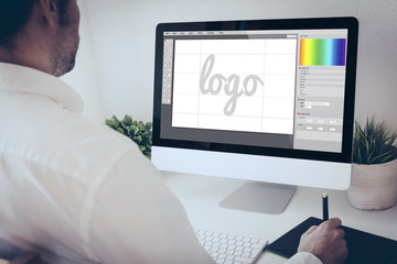 Fototapete - graphic tablet designer logo