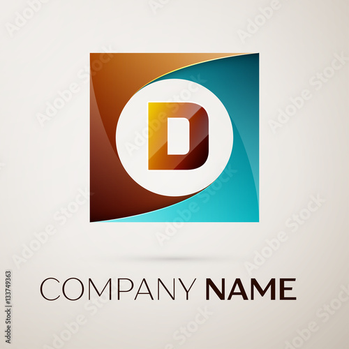 Fotomural Letter D vector logo symbol in the colorful square on grey background