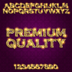 Wall Mural - Premium quality. Golden glowing alphabet