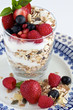Berries granola with berries and yoghurt