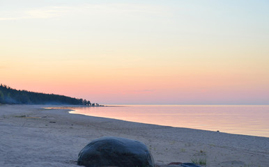 Wall Mural - Ladoga lake at sunset.