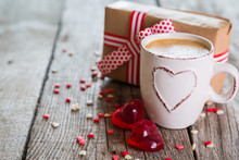 Valentine's Day Concept - Heart Shaped Sweets On Rustic Background