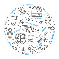 Wall Mural - vector line design web concept for astronomy