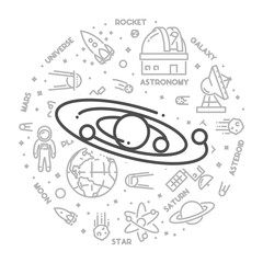Wall Mural - vector line design web concept for astronomy
