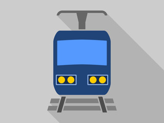 Poster - Flat design cartoon train vector icon. 