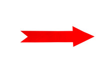 Red Arrow Icon On White Background.