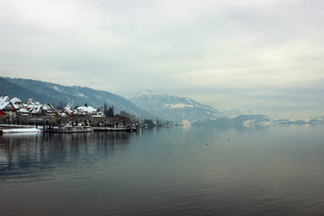 Town of Zug and Lake Zug panorama, Switzerland 