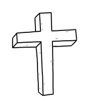 Christian Cross Symbol / Cartoon Vector And Illustration, Black And White, Hand Drawn, Sketch Style, Isolated On White Background.