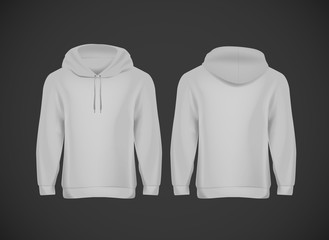 Men gray hoody. Realistic mockup. Long sleeve hoody template on