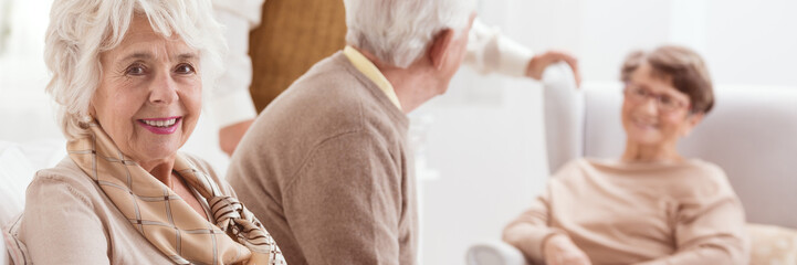 Wall Mural - Senior woman in retirement home