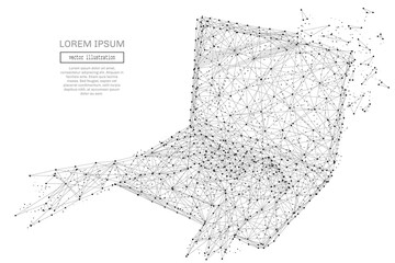 Poster - Grey laptop with polygon line on abstract background. Polygonal space low poly with connecting dots and lines. Connection structure. Vector science background.