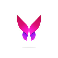 Poster - purple butterfly logo template with shadow on wings. abstract red butterfly gradient shape. beautifu