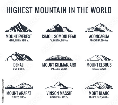 Cuadros en Lienzo Mountain tourist vector logos set