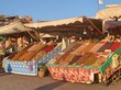 Market stalls full of Fruit and nuts in the central plaza of Marrakech