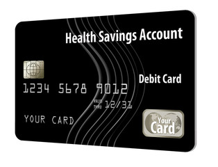 Health Savings Account debit card isolated on a white background. 