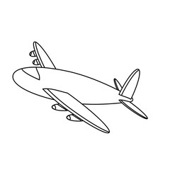 Sticker - black line airplane icon image vector illustration design 