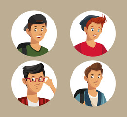 Poster - collection teens boy students style vector illustration eps 10