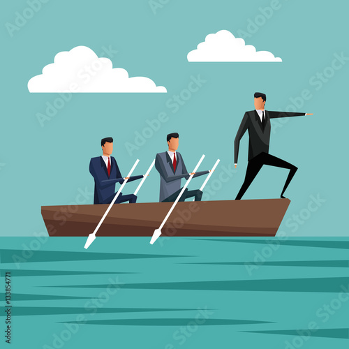 Fotografía business people paddling team work manager growth vector illustration eps 10