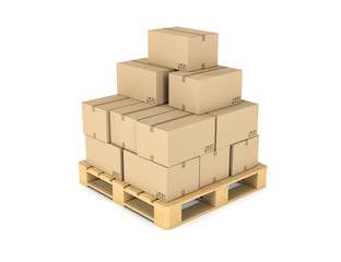 Poster - Rendering of several carton boxes stacked evenly on a double-decked pallet