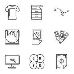 Poster - Printer icons set, outline style