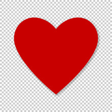 Valentine Red Heart On Transparent Background. Simple Heart Icon Vector EPS-10